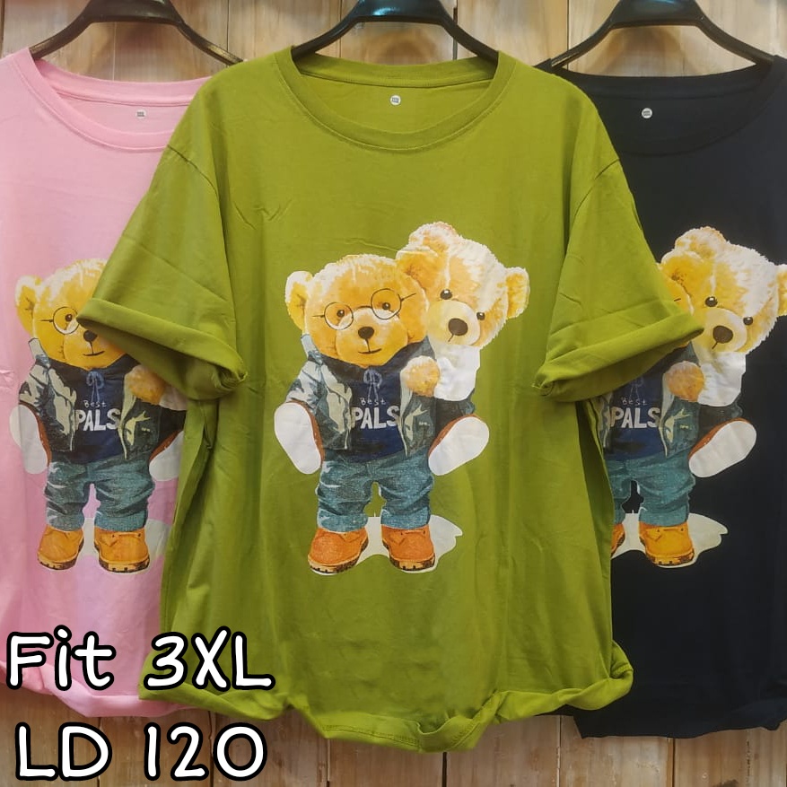 KAOS CEWEK BEAR FIT 3XL LD 120 KAOS MURAH KAOS TERLARIS VIRAL WARNA PUTIH HITAM HIJAU OLIVE PINK PAK