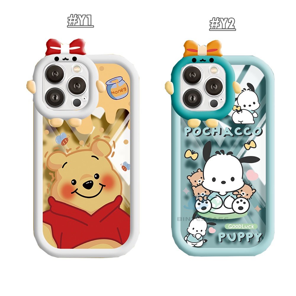 Redmi 10A 10C Note 11 Pro Note11S 9C 9A 10 9T 9 Note10 5G 10s Note9 Note8 Poco M5S X3 NFC M3 Pro Winnie Bear Anjing Lucu Monster Kecil Frame Lensa Casing Ponsel Binteacase