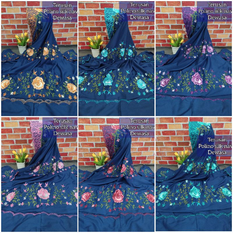 PROMO BESAR JUAL RUGI Mukena terusan dewasa jumbo polino silk premium kain navy