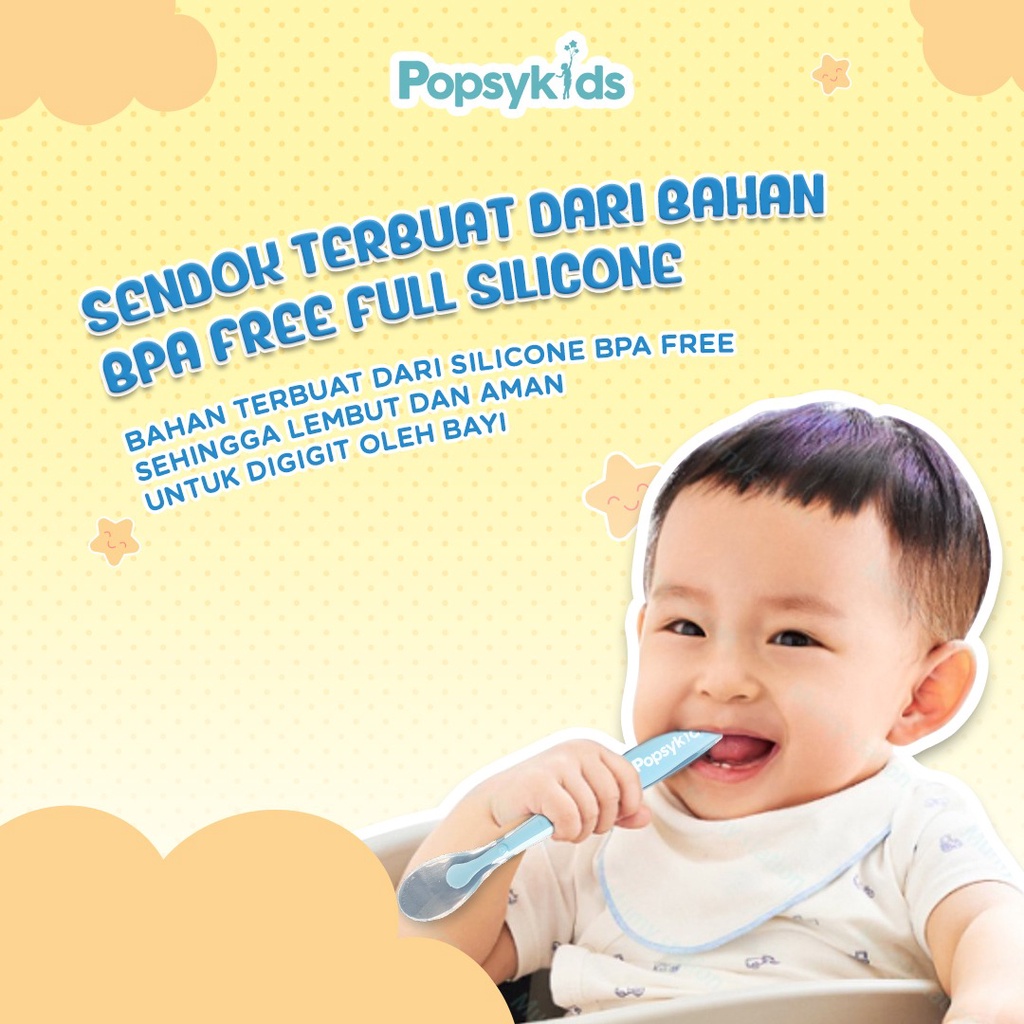 Popsykids Silicone Spoon - Sendok Silikon Bayi BPA Free