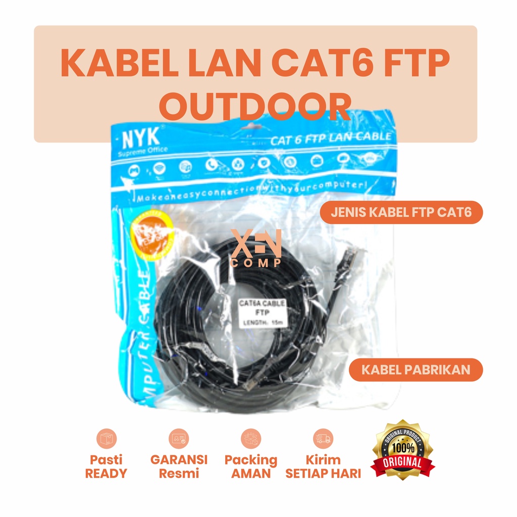 Kabel LAN Outdoor FTP Cat6 NYK Pabrikan RJ45 Metal Ethernet Cable  5M / 10M / 15M / 20M / 25M