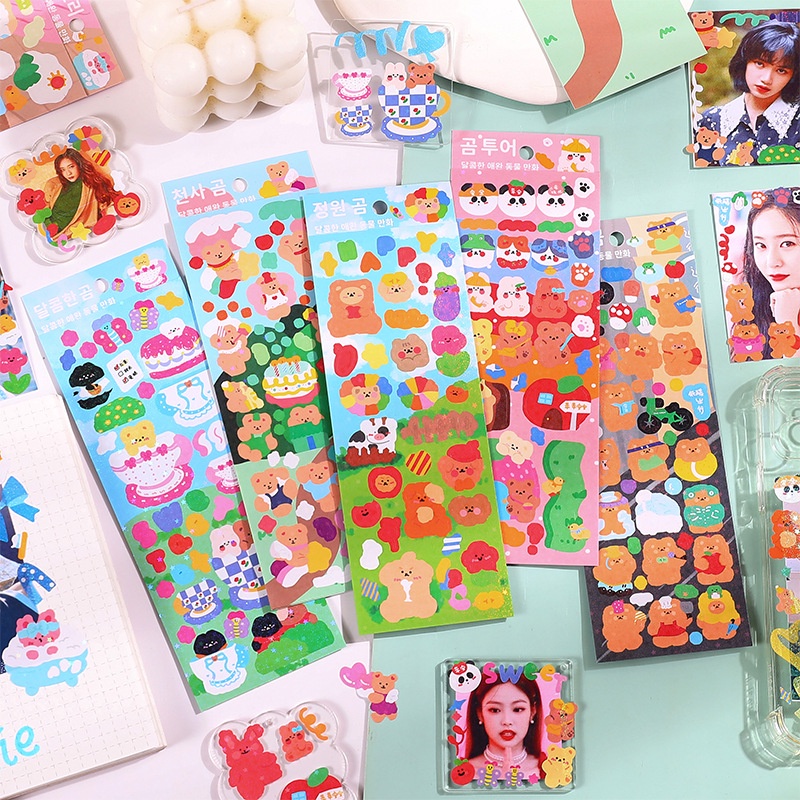STIKER AESTHETIC BLINK-BLINK KARTUN KOREA / BEAR BUNNY / STICKER AESTHETIC WATERPROFF PREMIUM
