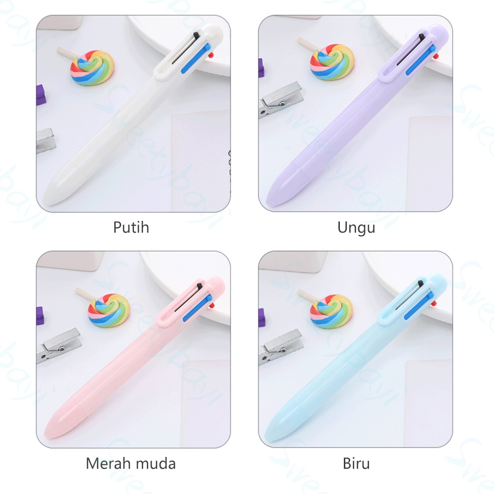 SweetyBayi Pena multicolor 6 warna Pena mekanik Pulpen warna warni Alat tulis sekolah