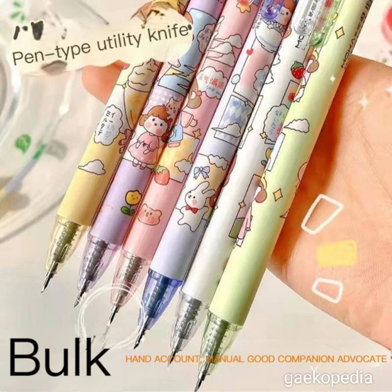 

GAEKOPEDIA || CUTTER MODEL PENA MOTIF KARTUN PISAU SCRAPBOOK PEMOTONG STIKER / ART UTILITY RETRACTABLE PEN CUTTER PAPER CUTTING TOOLS PEN