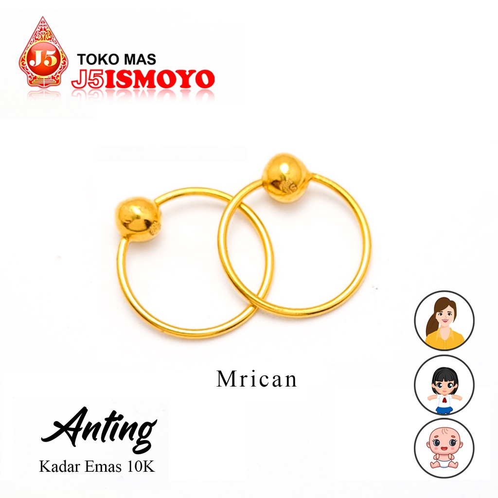 Anting Emas Mrican Polos Bisa buat bayi anak J5 Ismoyo