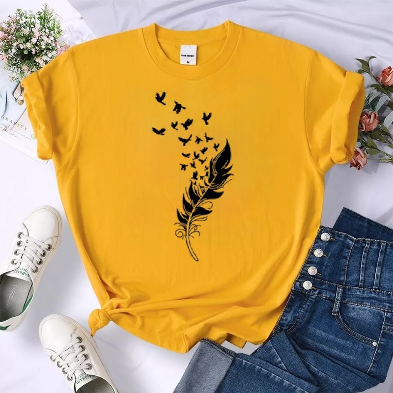 Kaos Wanita Baju Oblong Cewek Atasan Lengan Pendek Tshirt Oversize Bulu Cod