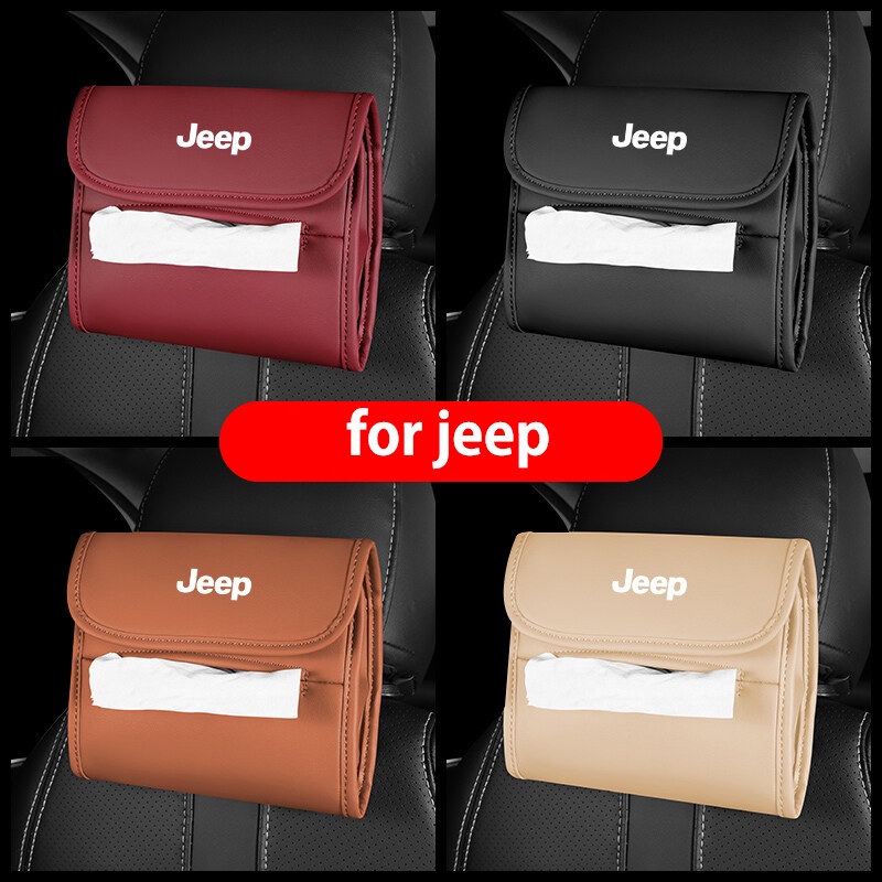 (NEW) Kotak Tisu Mobil Laci Kursi Gantung tissue box creative armrest box interior Untuk Jeep logo Renegade wrangler jk Grand Cherokee