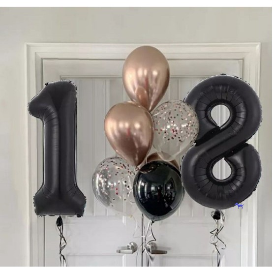 Balon Foil Angka Hitam ukuran 80cm / Balon Ulang Tahun Warna Hitam