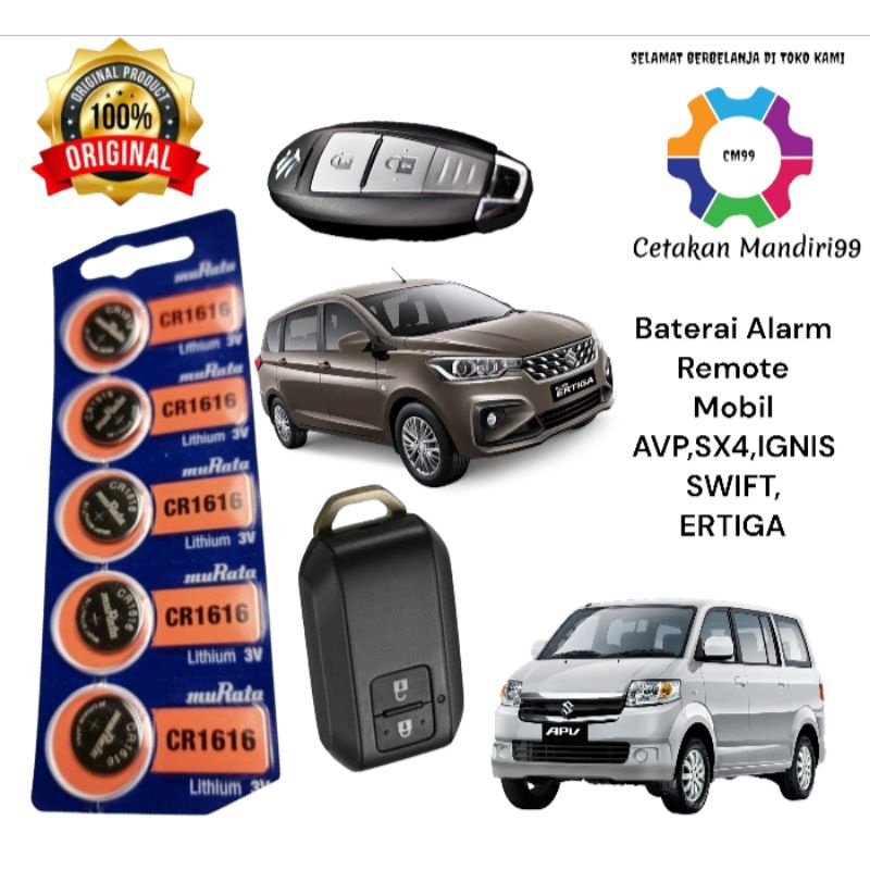 Baterai Kunci Remote Ertiga, Karimun, SWift, AVP Baterai Alarm Remote Mobil / Baterai Murata CR1616