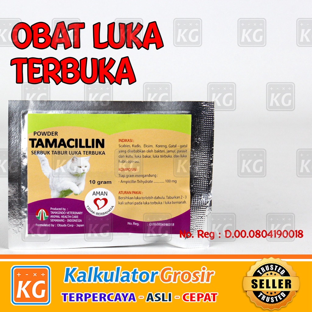 Tamacillin Obat Luka Kucing Terbuka - Obat Tabur Serbuk Luka Luar Cakaran Borok Koreng Luka Basah