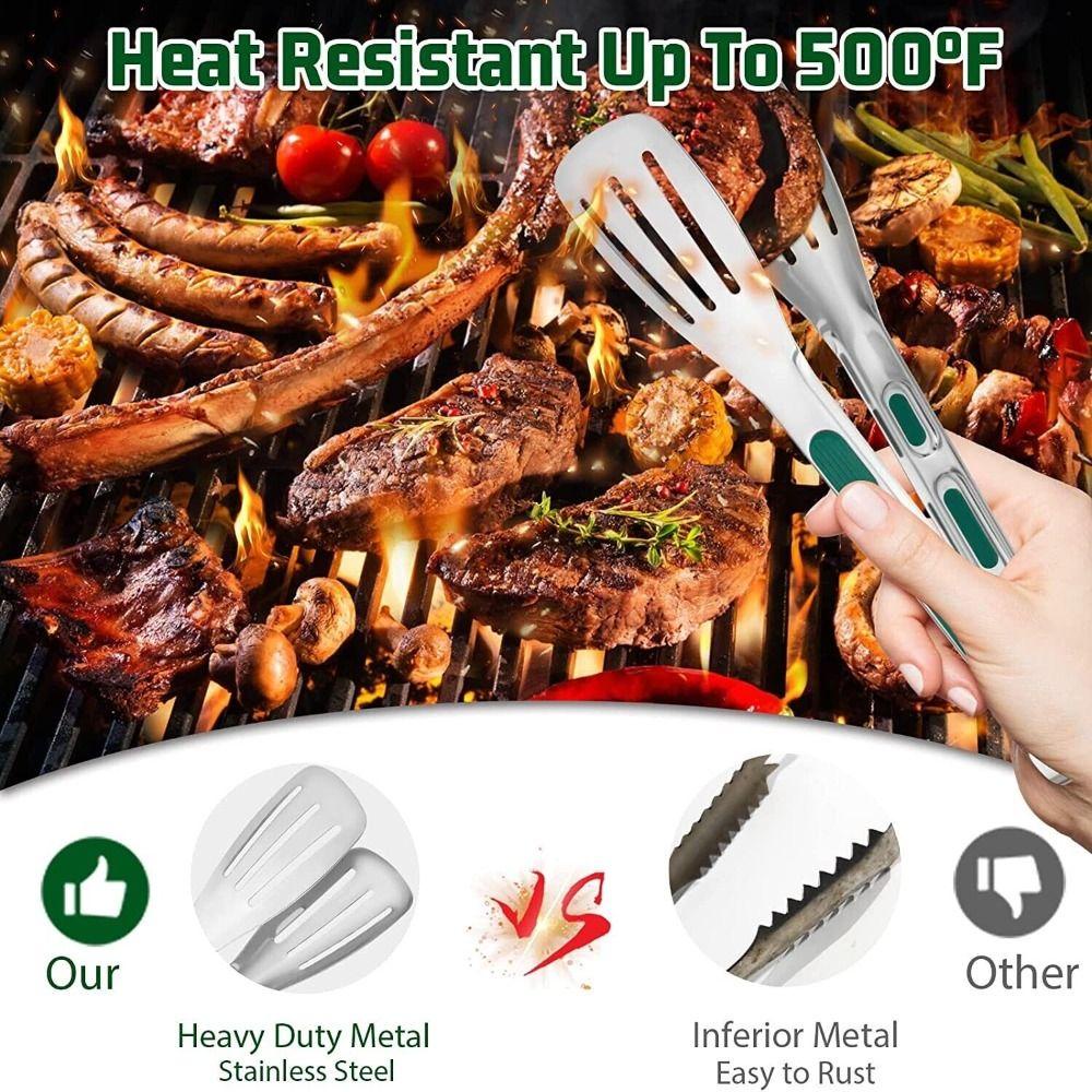 Solighter Penjepit Dapur Non-slip Handle Barbecue Clamp Steak Roti Silikon Klip Makanan