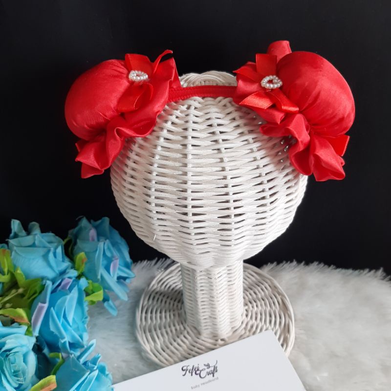 Bandana Cepol Polos Pita Merah | Headband Bayi Premium | Bando Bayi Lucu Spesial Imlek | Aksesoris f