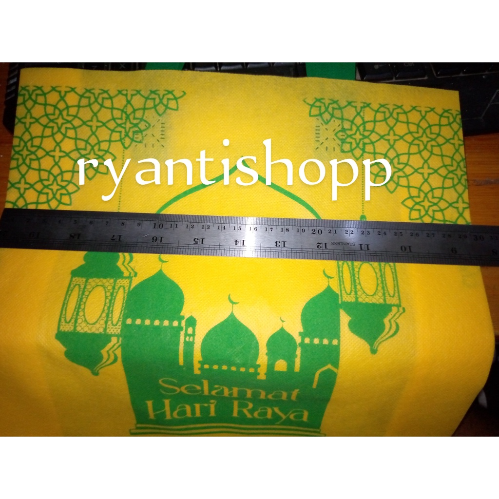 ECER SATUAN | Tas spunbond / motif lebaran uk 30x40x8cm / godiebag / totebag/ press / souvenir