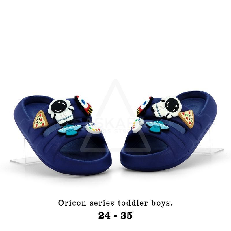 Sandal anak cowok casual double strap jibitz astronot jelly import new fashion