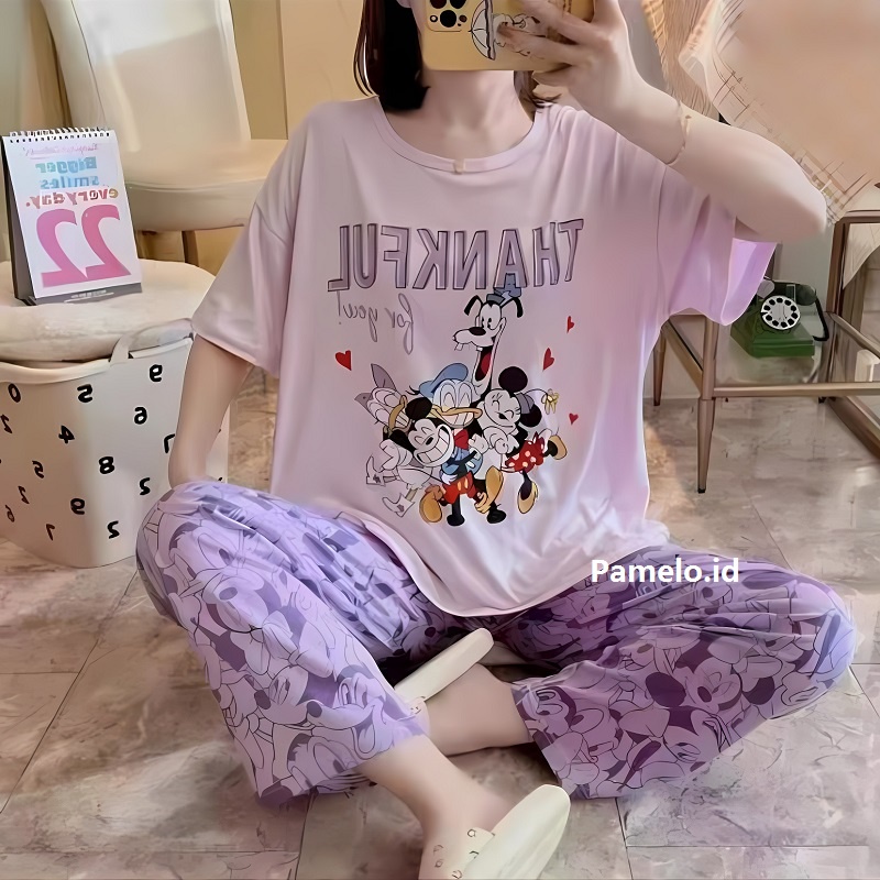 Pamelo.id Stelan CP Jumbo / Baju Tidur import /50 corak / Set Import Cp Viral / Setelan Cp Spandek Import CP7 / Baju Import Jumbo Murah