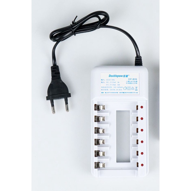 Baterai Charger AAA / AA Doublepow` 6 Slot Battery` Recharger Batre Cas A3 / A2