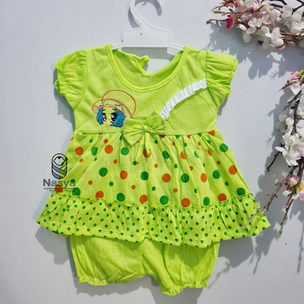 [N-067] TERBARU ! Setelan Baju Bayi Perempuan Motif Bergambar - Naomi (3-6 bulan)