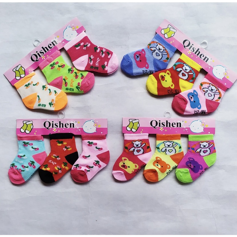 3 Pasang kaus kaki bayi perempuan 0-12 BULAN / KAOS KAKI ANAK CEWEK / KAOS KAKI BAYI PEREMPUAN / kaus kaki bayi motif / kaus kaki anak / kaus kaki bayi cewek