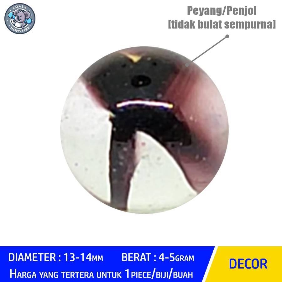 DECOR Kelereng Gundu Black Single Cat Eyes Marble Balap Hitam