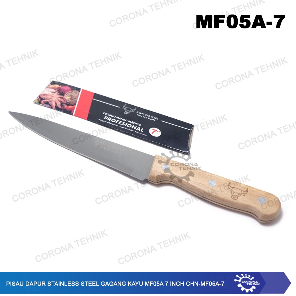 Gagang Kayu MF05A Pisau Dapur Stainless Steel