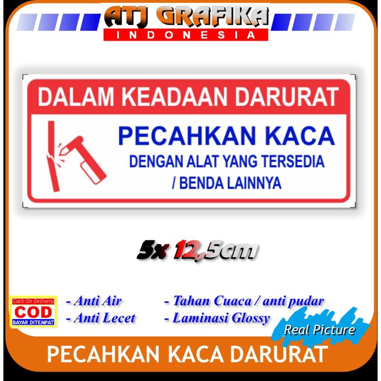 

Stiker pecahkan kaca dalam kondisi darurat sticker Emergency bahaya mobil bis kantor dll