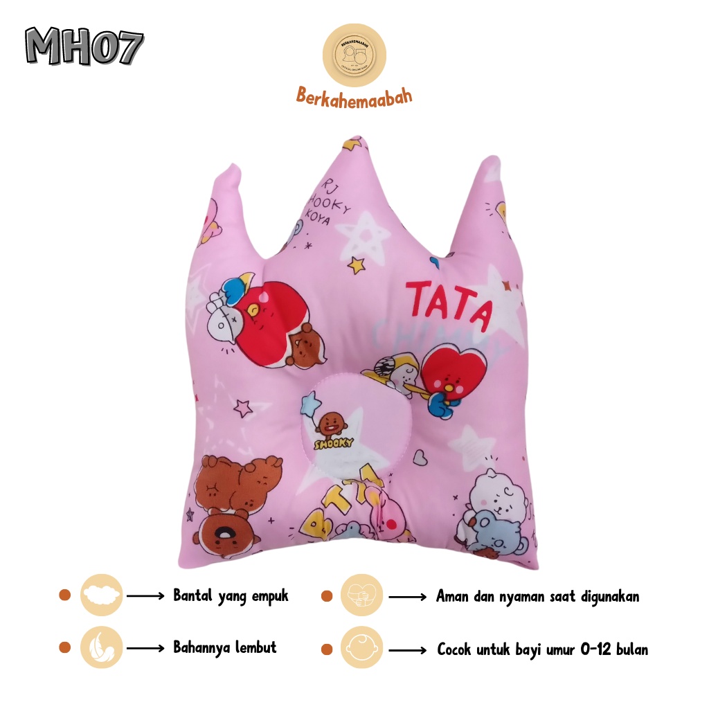 (BT21) Bantal Bayi Anti Peyang Mahkota Series | Bantal Bayi | Flat Head Prevention Pillow | Bantal Mahkota Series