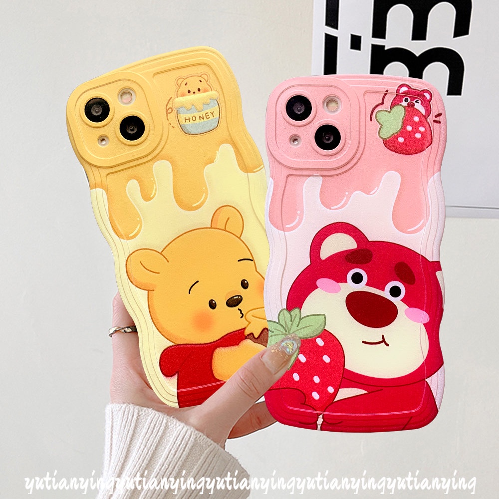 Case Winnie the Pooh Kartun Lucu Samsung A12 A13 A23 A04 A50 A50s A31 A03s A04E A04s A32 A21s A53 A52 A22 A52s A11 A33 A02s A30s A20 A51 M32 Strawberry Bear Lembut Bergelombang Edge Case