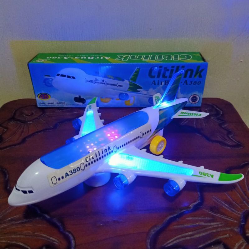 Mainan Pesawat Citilink Bump Go - Miniatur Pesawat Terbang Maskapai Citilink Lampu & Suara