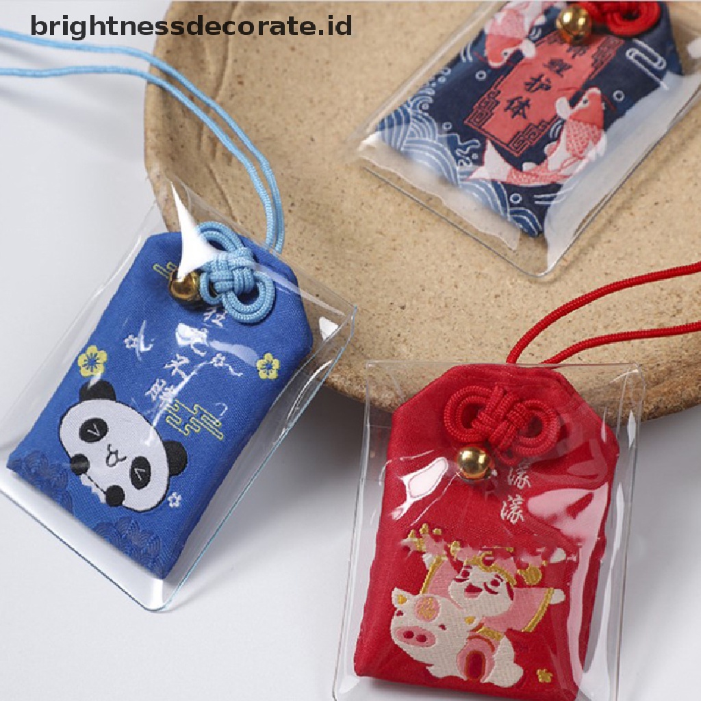 [Birth] 1pc Bordir bless bag Gantungan Kunci Omamori Pray Love Kesehatan Aman Belajar Kekayaan [ID]