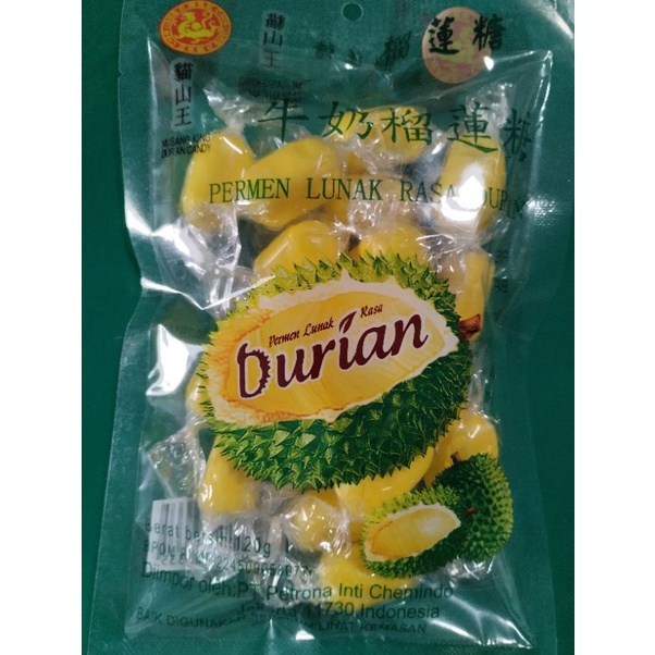 Permen lunak rasa buah durian sweet chewy candy 120 gram