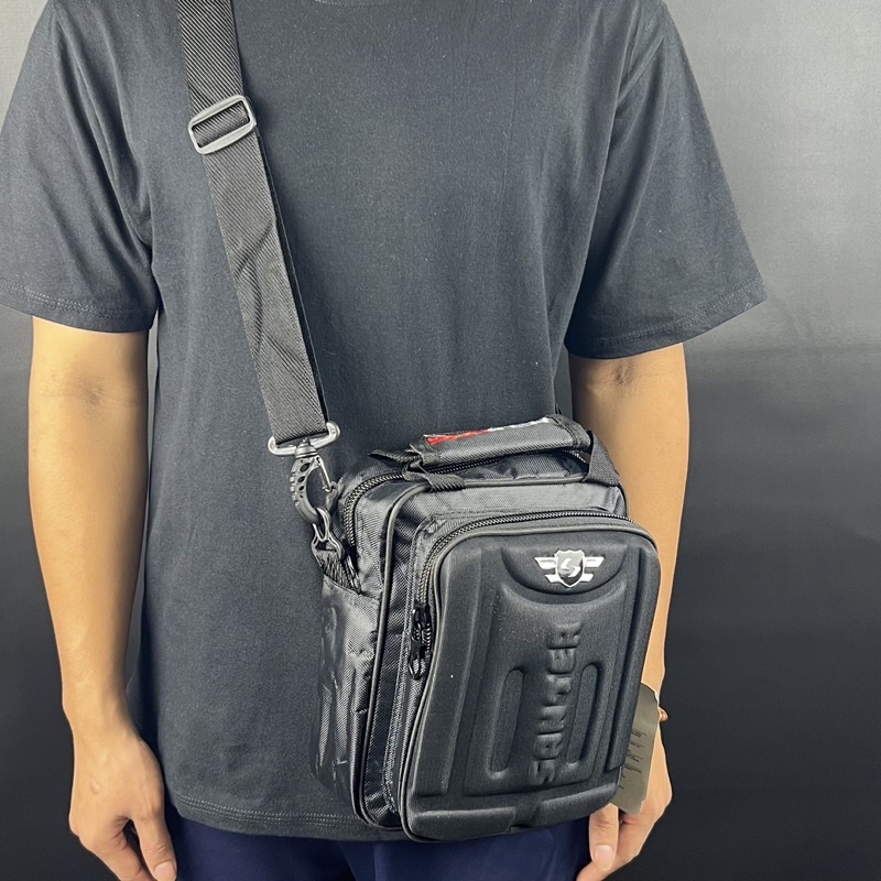 Tas Selempang Pria Merk SANTER Ukuran 9&quot; Bahan Poliester Slingbag Tas Pria