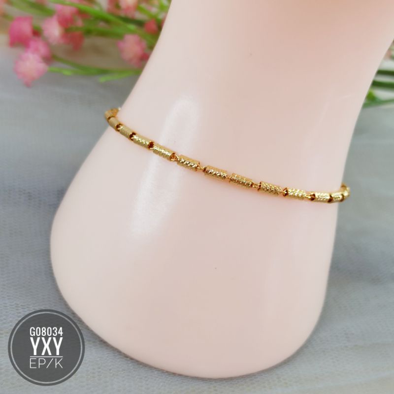 Gelang Yaxiya Rantai Bambu Gold G08034