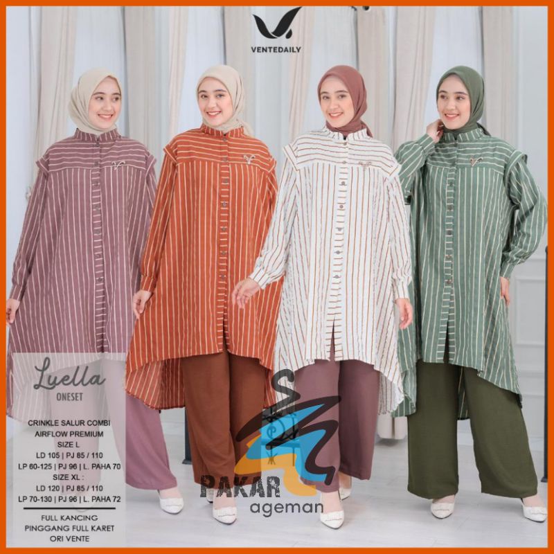 VENTE DAILY LUELLA ONESET Setcel Setelan Jumbo Wanita Kekinian One Set Size LD 105 120