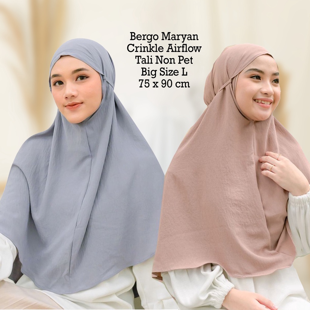 11 - 11 SALE BERGO L - Man Jadda Hijab Bergo Mariyam Crinkle Airflow Jilbab Instant Bergo Maryam Cringkle non pet size L