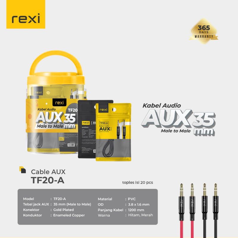 Rexi TF20-A Kabel Audio AUX 3.5mm Male to Male