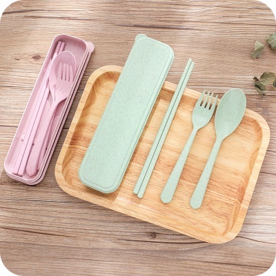 ⭐️𝐈𝐇𝐒 𝟐𝟑𝟖 𝐋𝐚𝐦𝐩𝐮𝐧𝐠⭐️Sendok Garpu Sumpit Set Bahan Jerami Alat Makan Plastik Travel Sekolah Kantor