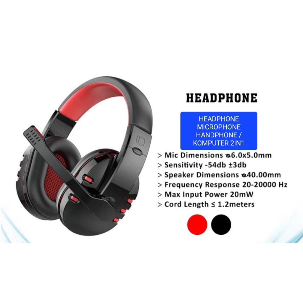 J460 ORI HEADPHONE MICROPHONE HANDPHONE KOMPUTER 2IN1HEADSET MEETING ONLINE VIDEO CALL GAME UNIVERSA