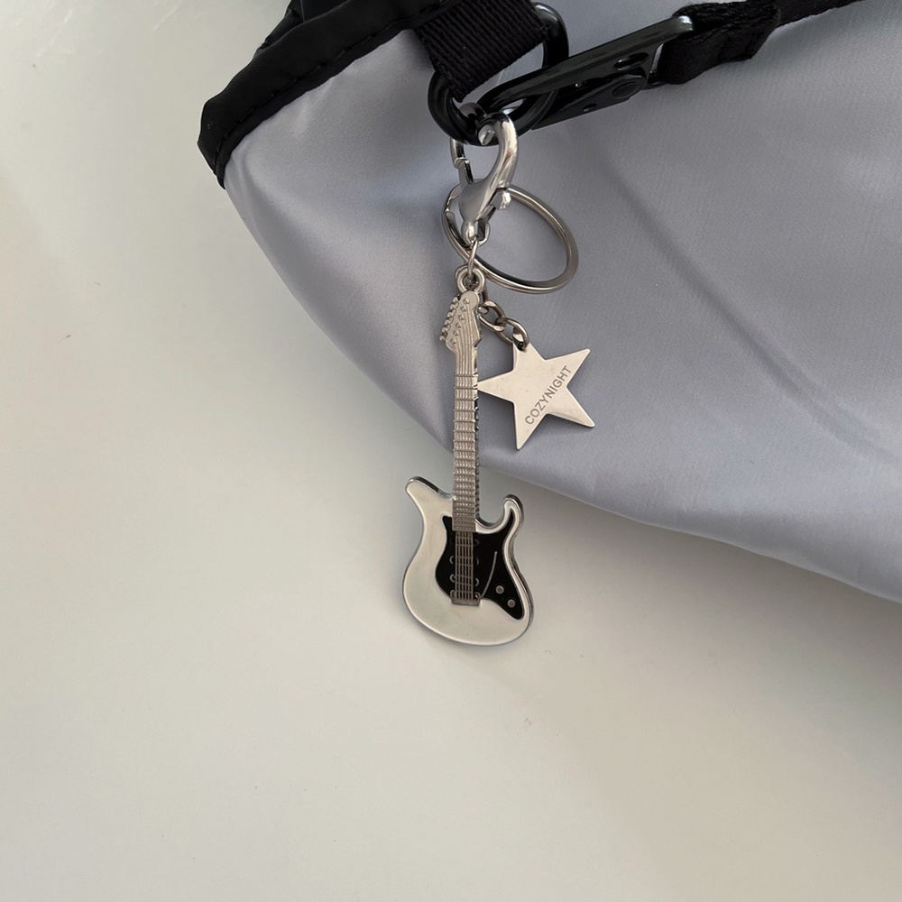 Y2k Gaya Gitar Bintang Liontin Hati Gantungan Kunci Vintage Tas Liontin Keyrings Aksesoris