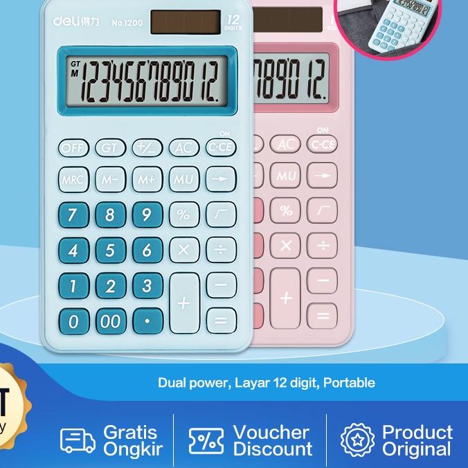 

Langsung Order Deli Desktop Calculator / Kalkulator Meja Mini Portable Dual Power Lucu 1200 66D++