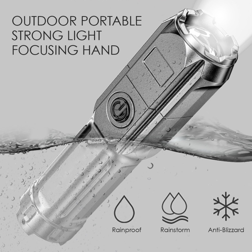 Senter Fokus Cahaya Terang Isi Ulang USB, Senter Rumah Portabel Luar Ruangan, Yang Biasa Digunakan