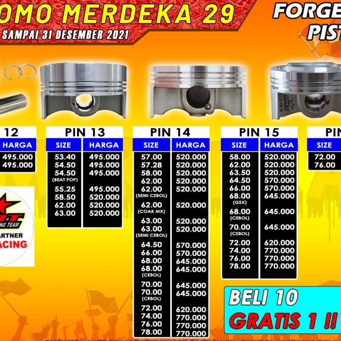 Piston Mentah BRT 72 Pin 15 & Pin 16