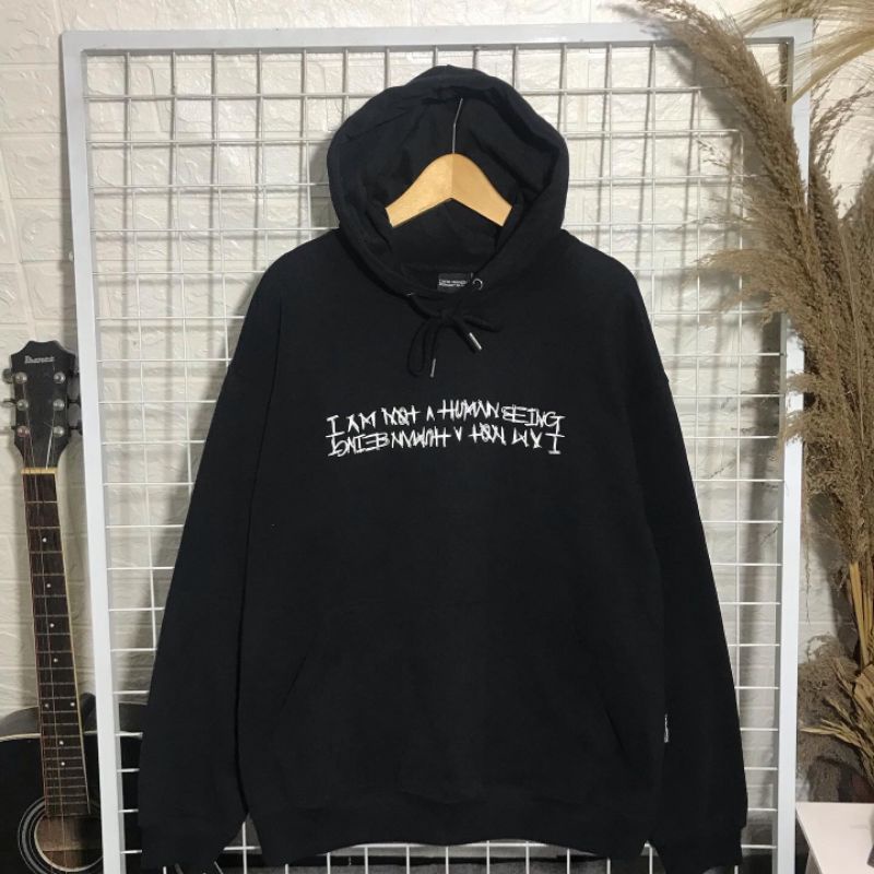 hoodie i am not a human being black big logo official second original