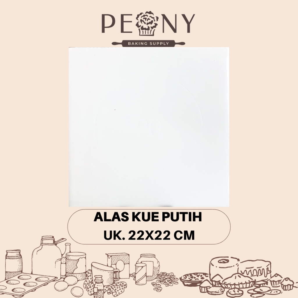 ALAS KUE TATAKAN TART POLOS PUTIH, HITAM 22X22 CM (1 PCS)| GROSIR MIN.10 PCS