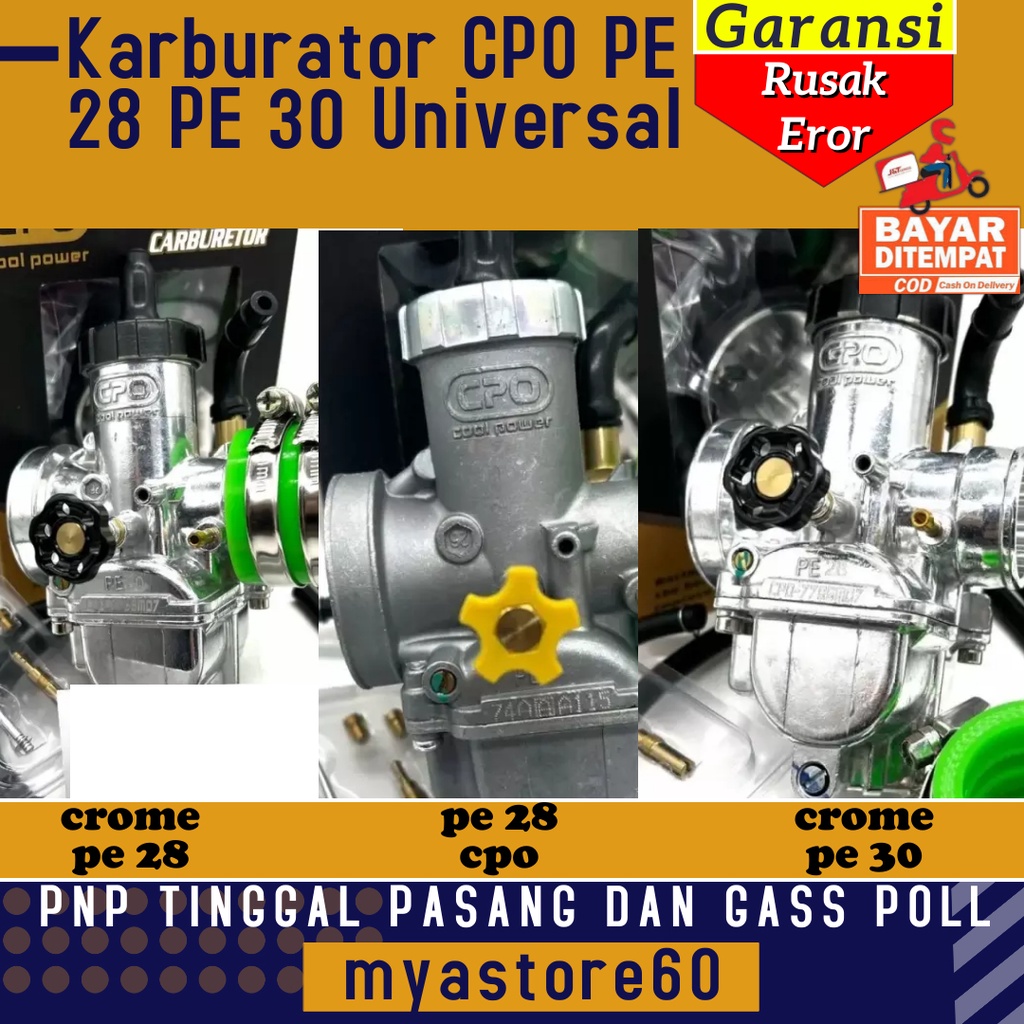 [GRATIS] Karburator CPO KRUM PE 28 PE 30 Karbu Carburator CPO CROME Pe28 Pe30 Karbulator Universal Free Pilot Main Jet Jarum Karbu High Dan Karet Intek