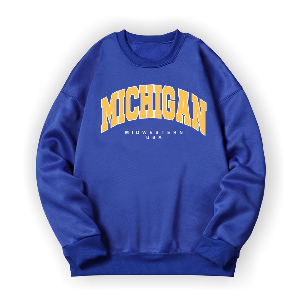 MICHIGAN USA Sweater Crewneck Print DTF II MICHIGAN USA Sweatshirt Basic II Sz M - XL Anak &amp; Dewasa ( Pria &amp; Wanita )