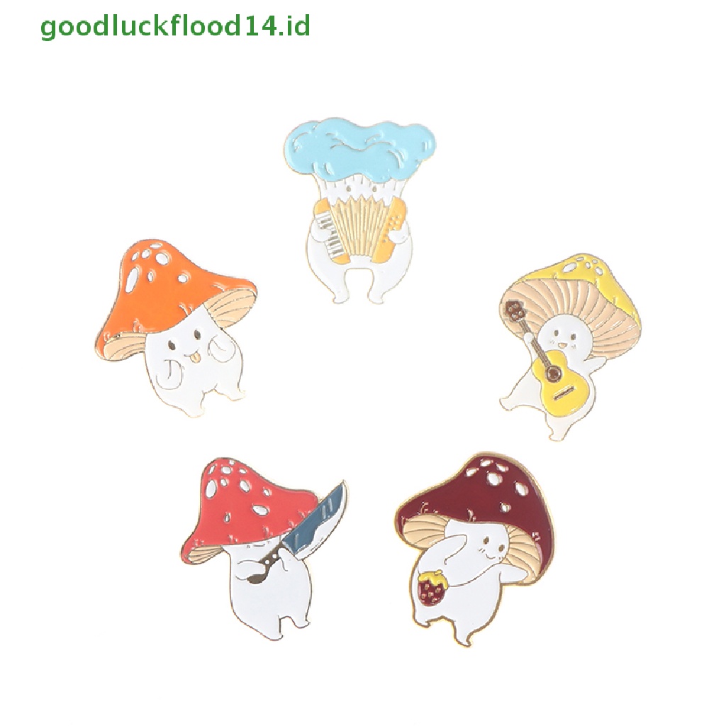 [GOOGFOUR] Lucu Jamur Lencana Bros Enamel Pin Di Ransel Wanita Anime Pin Enamel [TOP]