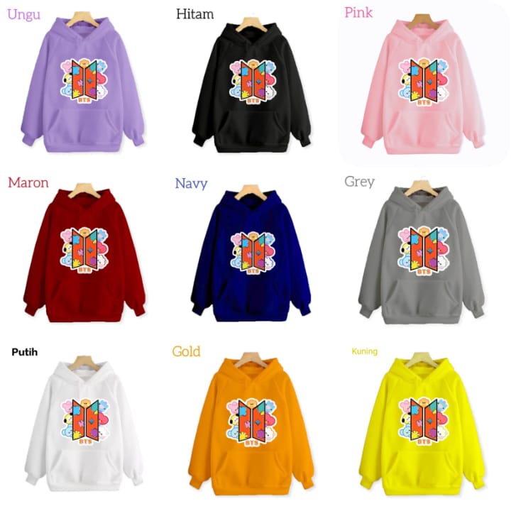 Hzl_outfit Sweater Hoodie Anak Anak BT Staecy Umur (4-15Tahun)