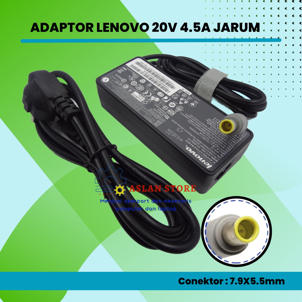 ADAPTOR  CHARGER LAPTOP IBM LENOVO 20V-4.5A JARUM 3000 C100, 3000 C200, 3000 N100, 3000 N200, 3000 V100, 3000 V200, B580