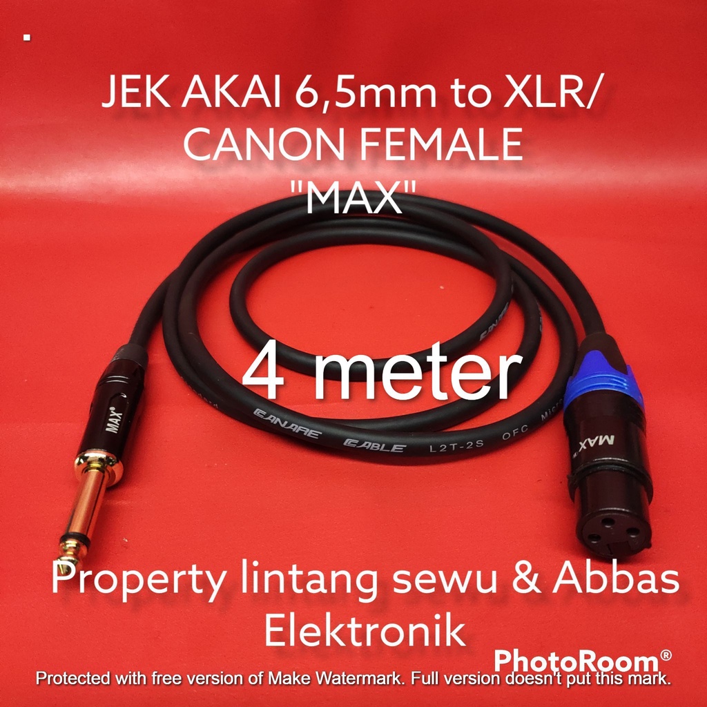 KABEL JEK AKAI 6.5MM MAX TO XLR CANON FEMALE MAX 4 METER