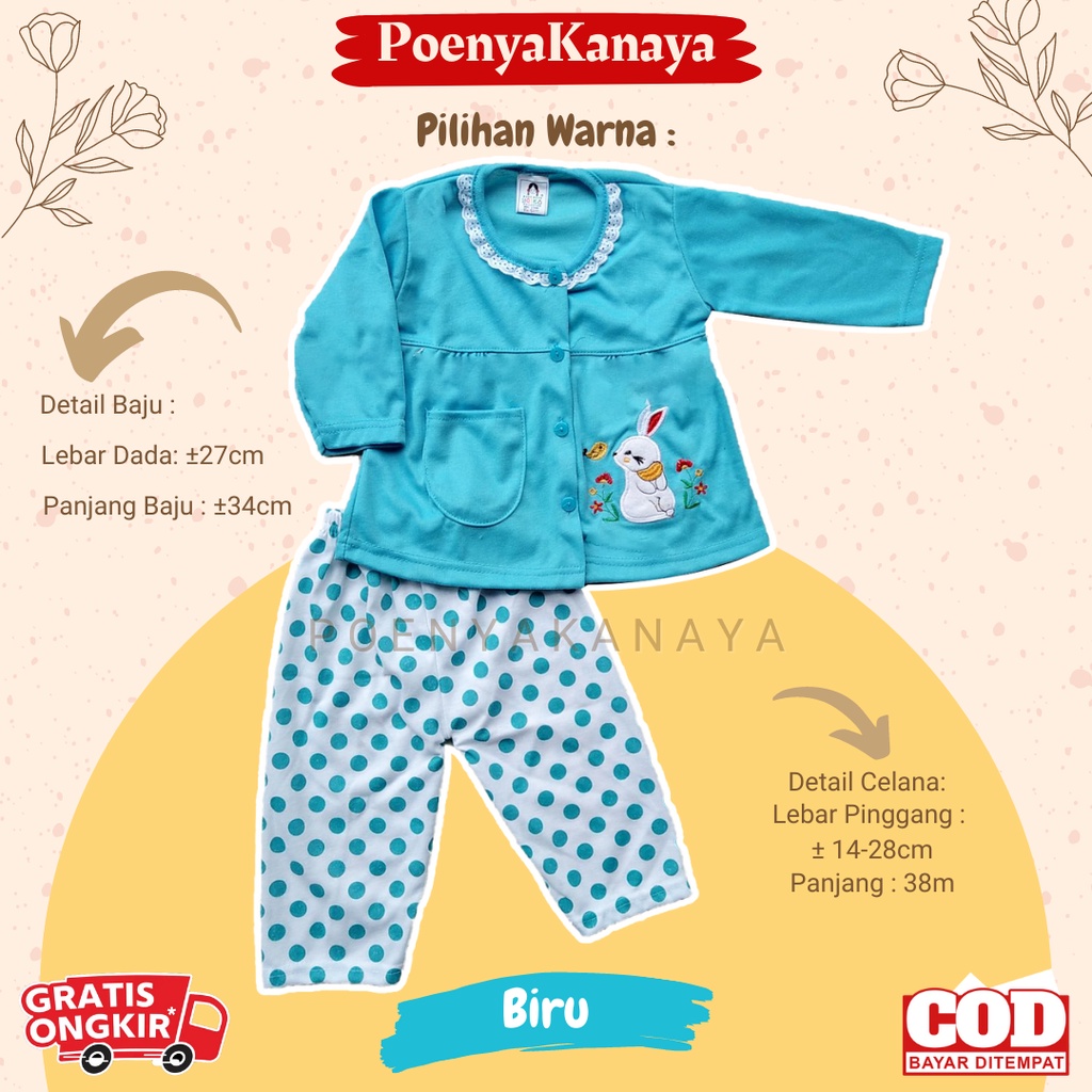 Setelan Baju Bayi Piyama Bayi Panjang Perempuan BURUNG KELINCI Yeiko 6-18 bln SPY57